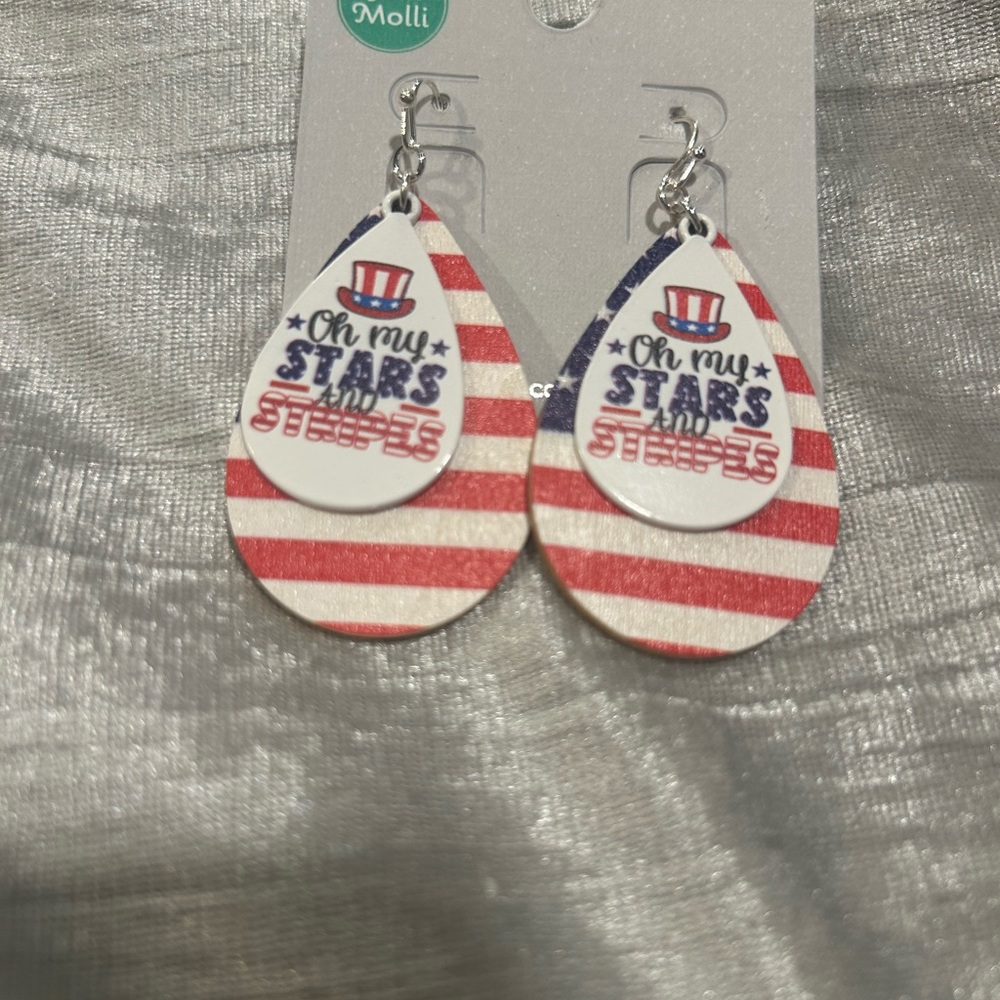 Red, white and blue earrings